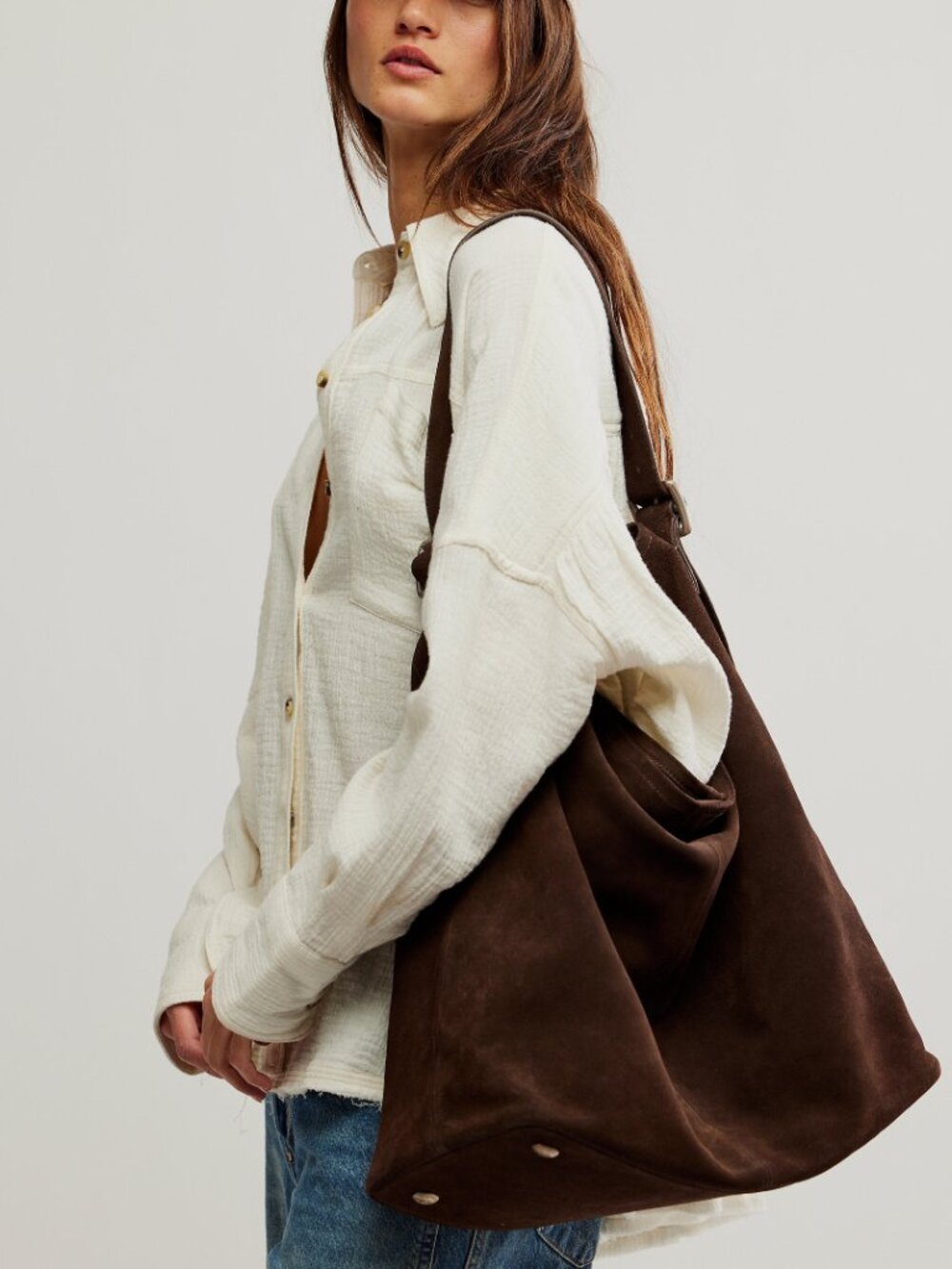 FREE PEOPLE We The Free Honor Oversized Tote / Espresso - Picture 2 of 7